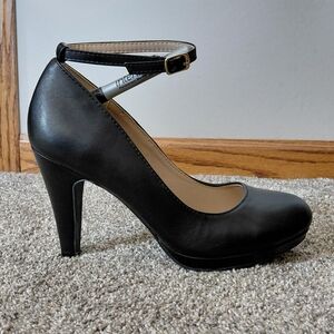 Allegra K Black Ankle Strap Heels